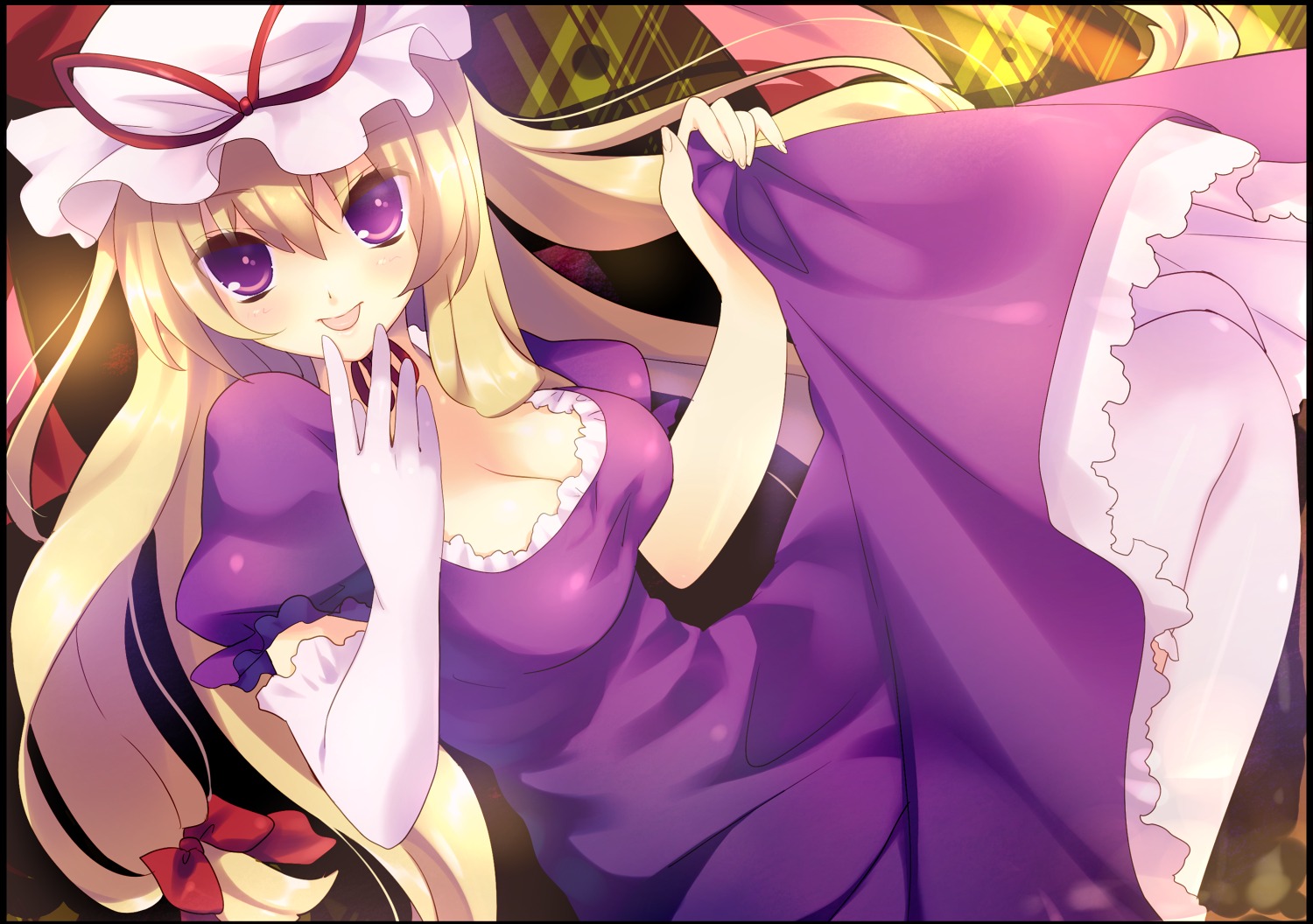 cleavage dress thighhighs touhou yakumo_yukari yamamoto_yumiko