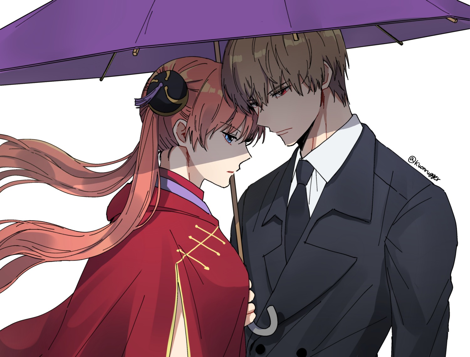 asian_clothes business_suit gintama kagura kwonrugger okita_sougo umbrella