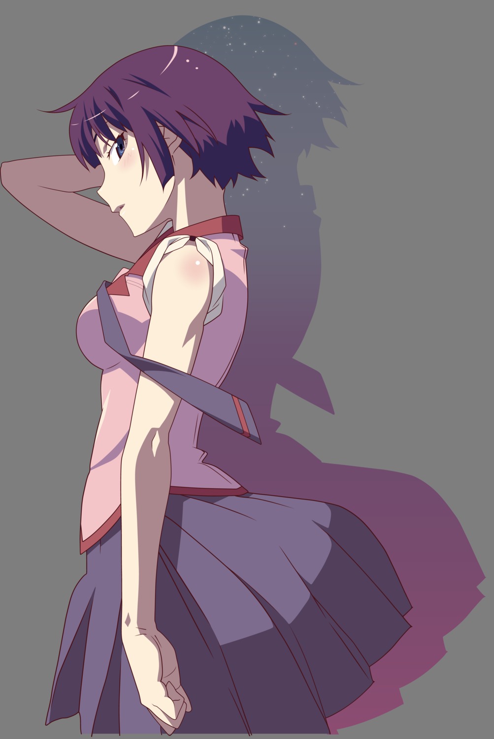 bakemonogatari monogatari_(series) nisemonogatari seifuku senjougahara_hitagi transparent_png vector_trace