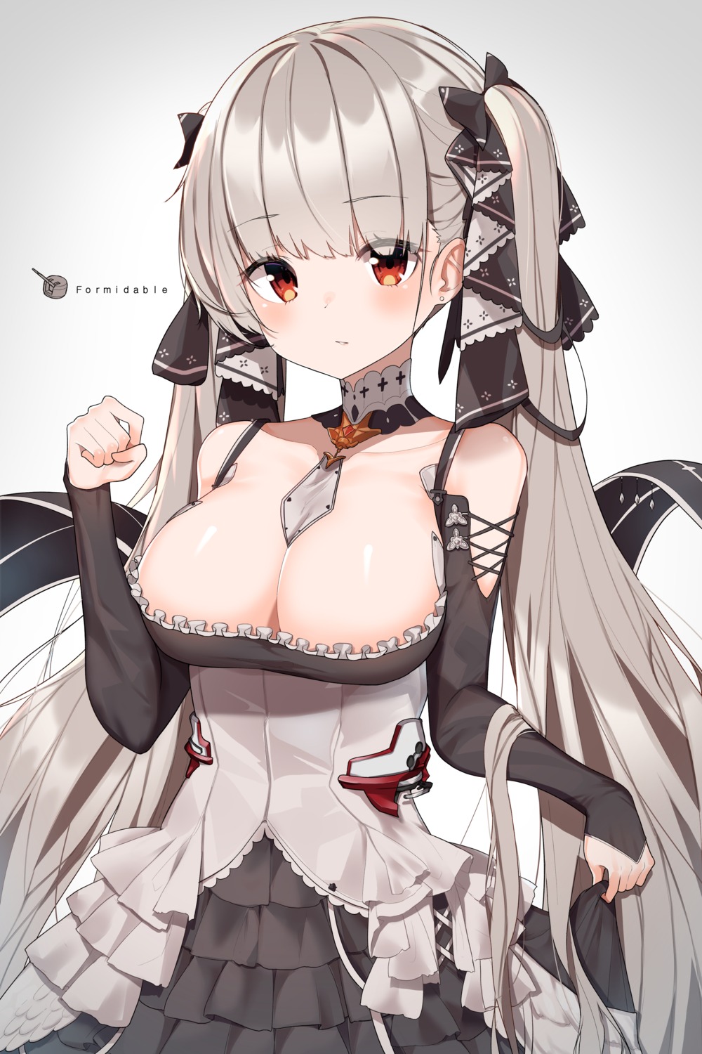 azur_lane cleavage dress formidable_(azur_lane) gothic_lolita lolita_fashion no_bra w.k