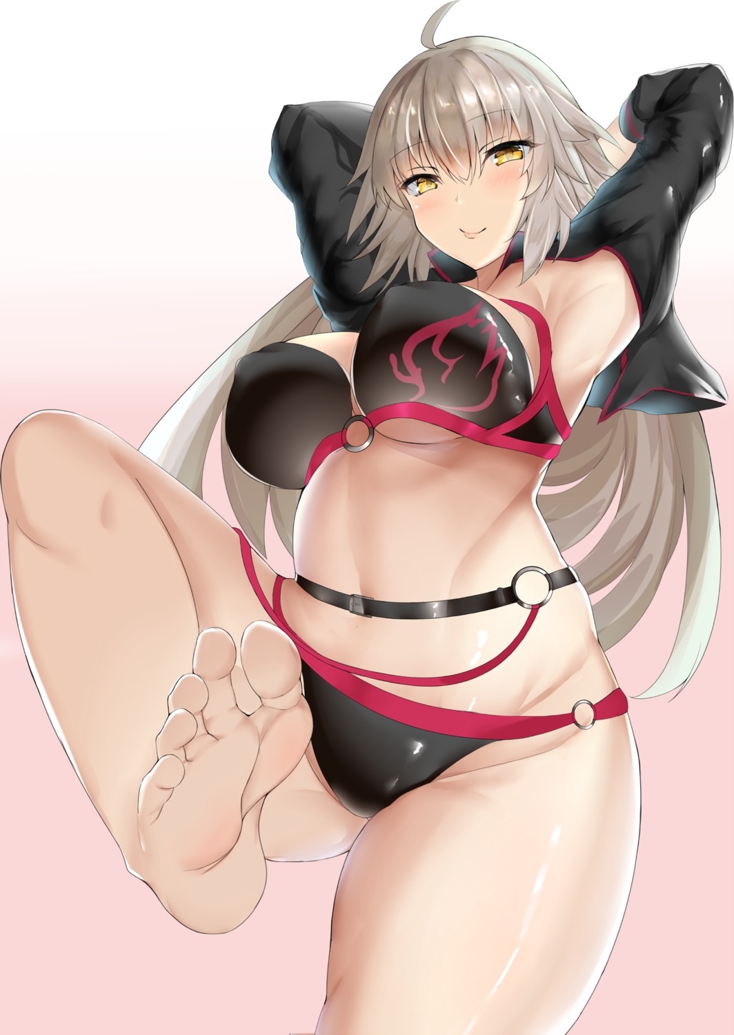 bikini erect_nipples fate/grand_order feet jeanne_d'arc jeanne_d'arc_(alter)_(fate) shiki_(pixiv_70381289) swimsuits underboob