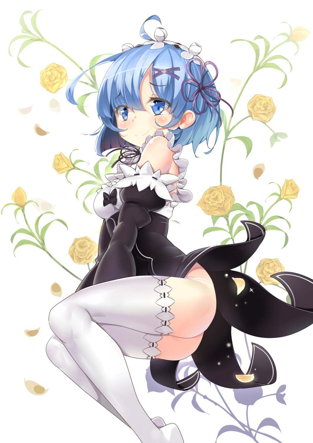 ass maid ootsuki_momiji re_zero_kara_hajimeru_isekai_seikatsu rem_(re_zero) thighhighs thong