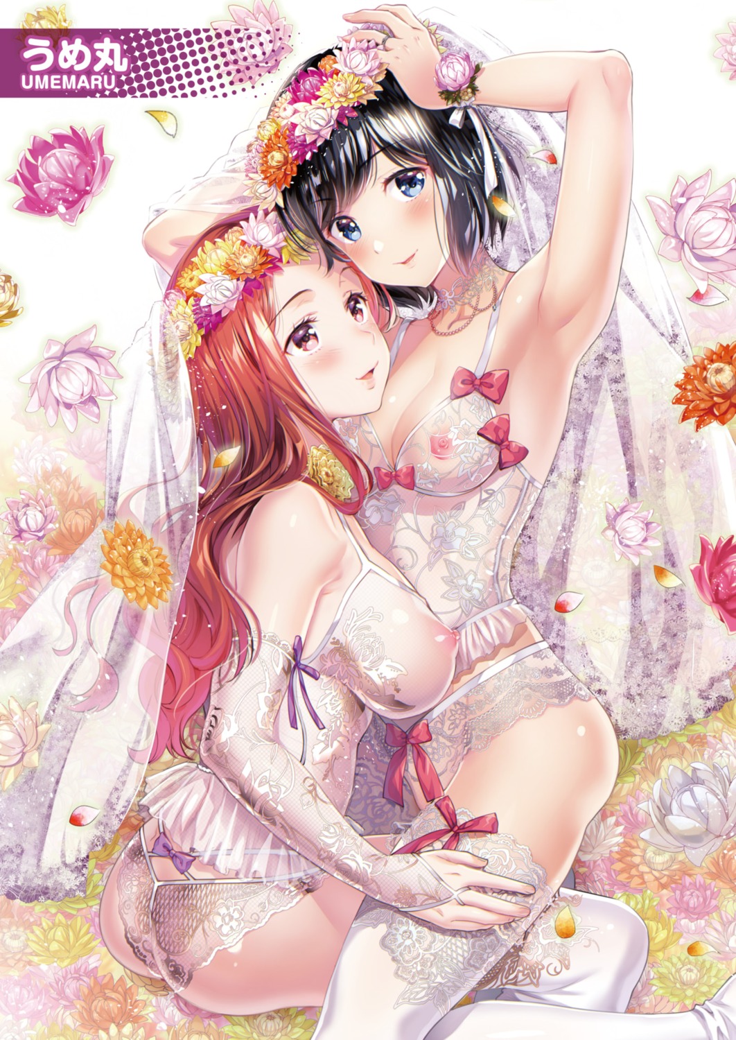 ass comic_hotmilk dress lingerie nipples pantsu see_through stockings thighhighs umemaru wedding_dress