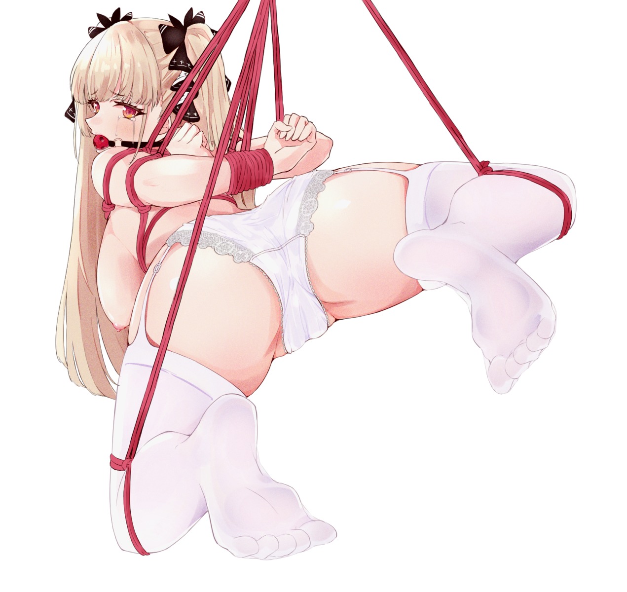 ass azur_lane bondage cameltoe feet formidable_(azur_lane) mumumu_hoshibito nipples pantsu stockings thighhighs topless