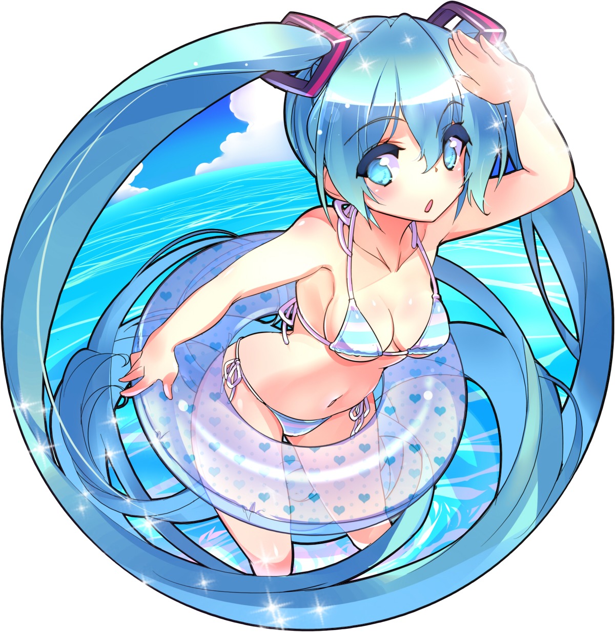 bikini cleavage fujishimasei_1_gou hatsune_miku swimsuits vocaloid