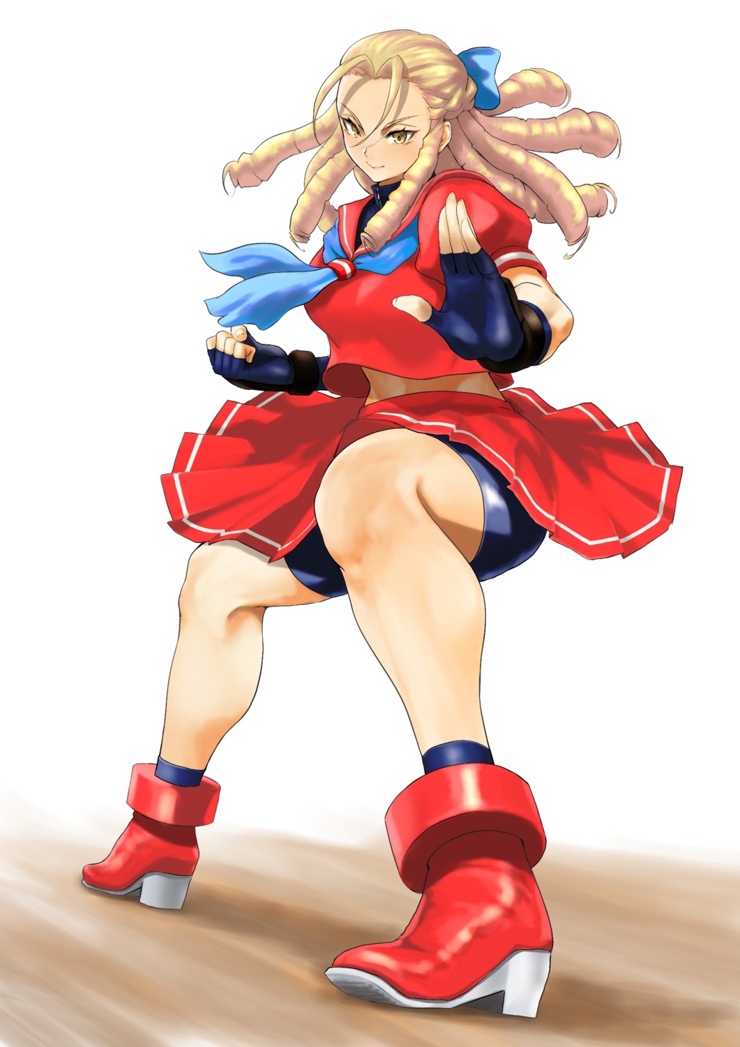 anagumasan bike_shorts heels kanzuki_karin seifuku skirt_lift street_fighter