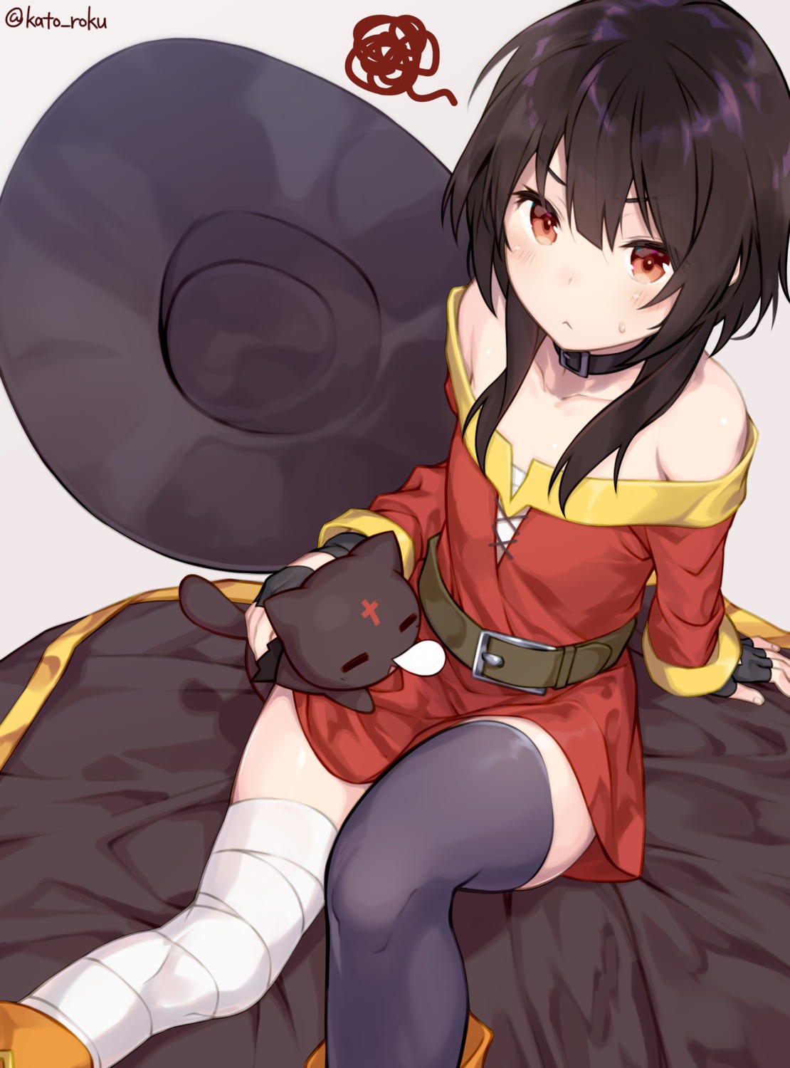 bandages chomusuke dress kato_roku kono_subarashii_sekai_ni_shukufuku_wo! megumin thighhighs