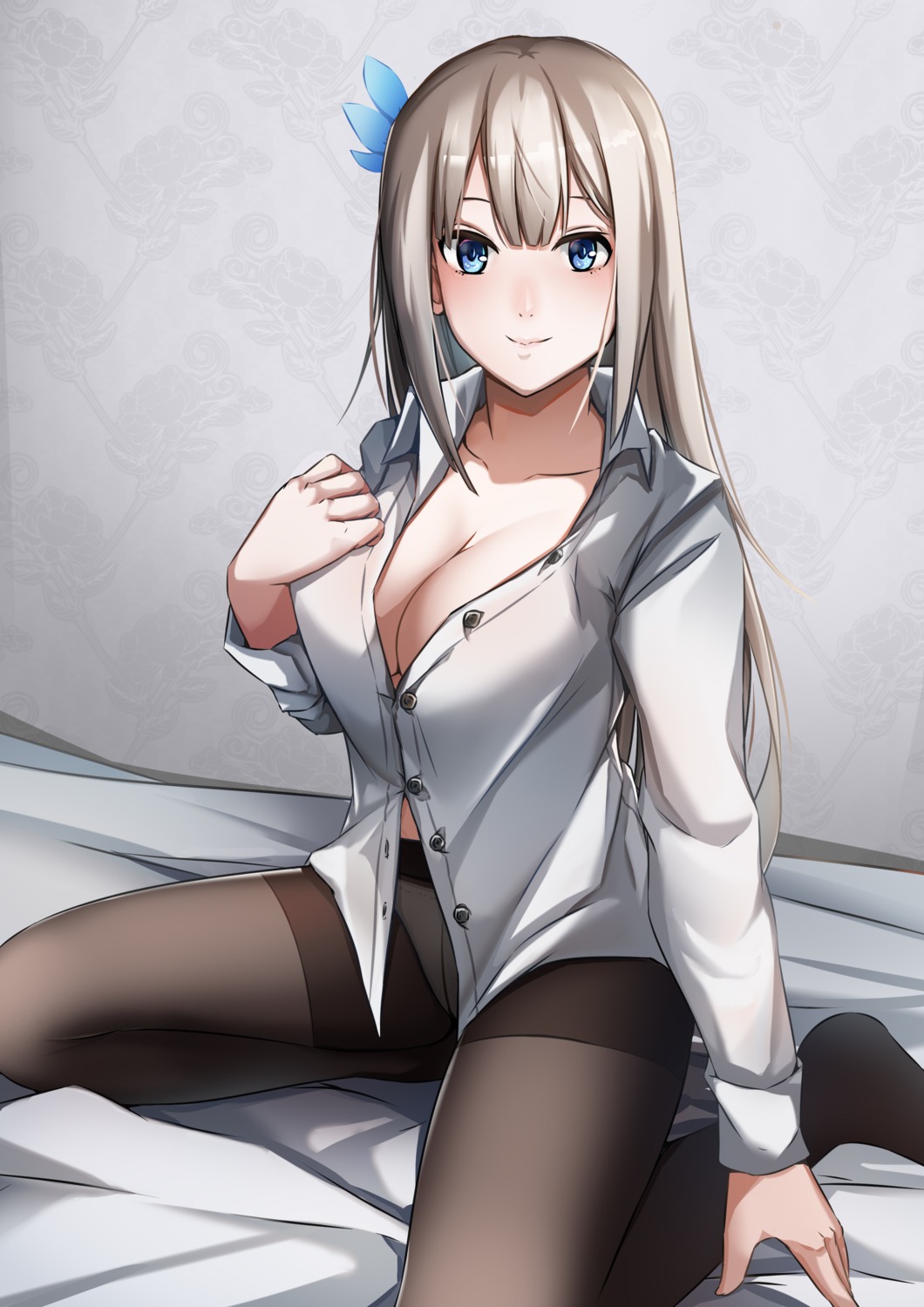 cleavage dress_shirt lubikaya1 no_bra open_shirt pantsu pantyhose zhanjianshaonv