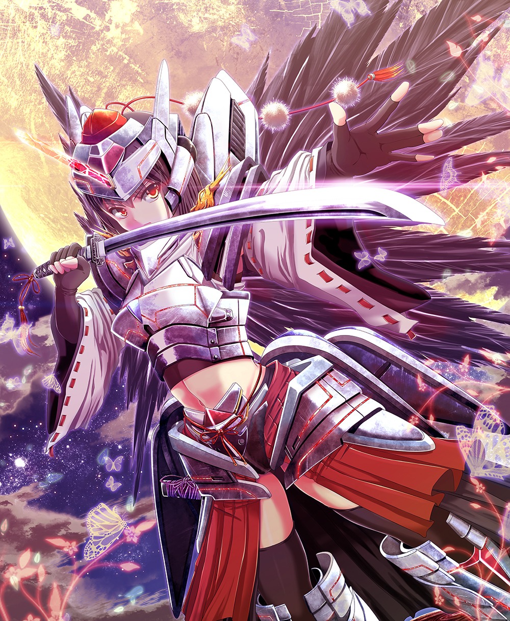 armor shameimaru_aya sword touhou windfeathers wings