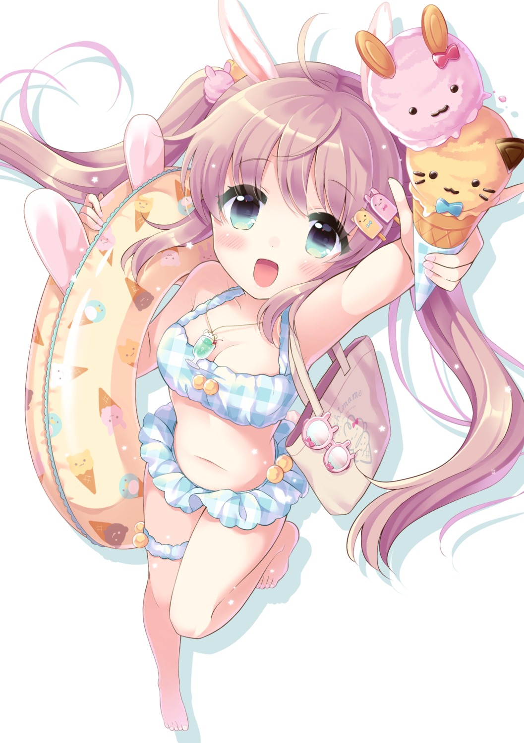 animal_ears bunny_ears garter hoshimame_mana loli swimsuits