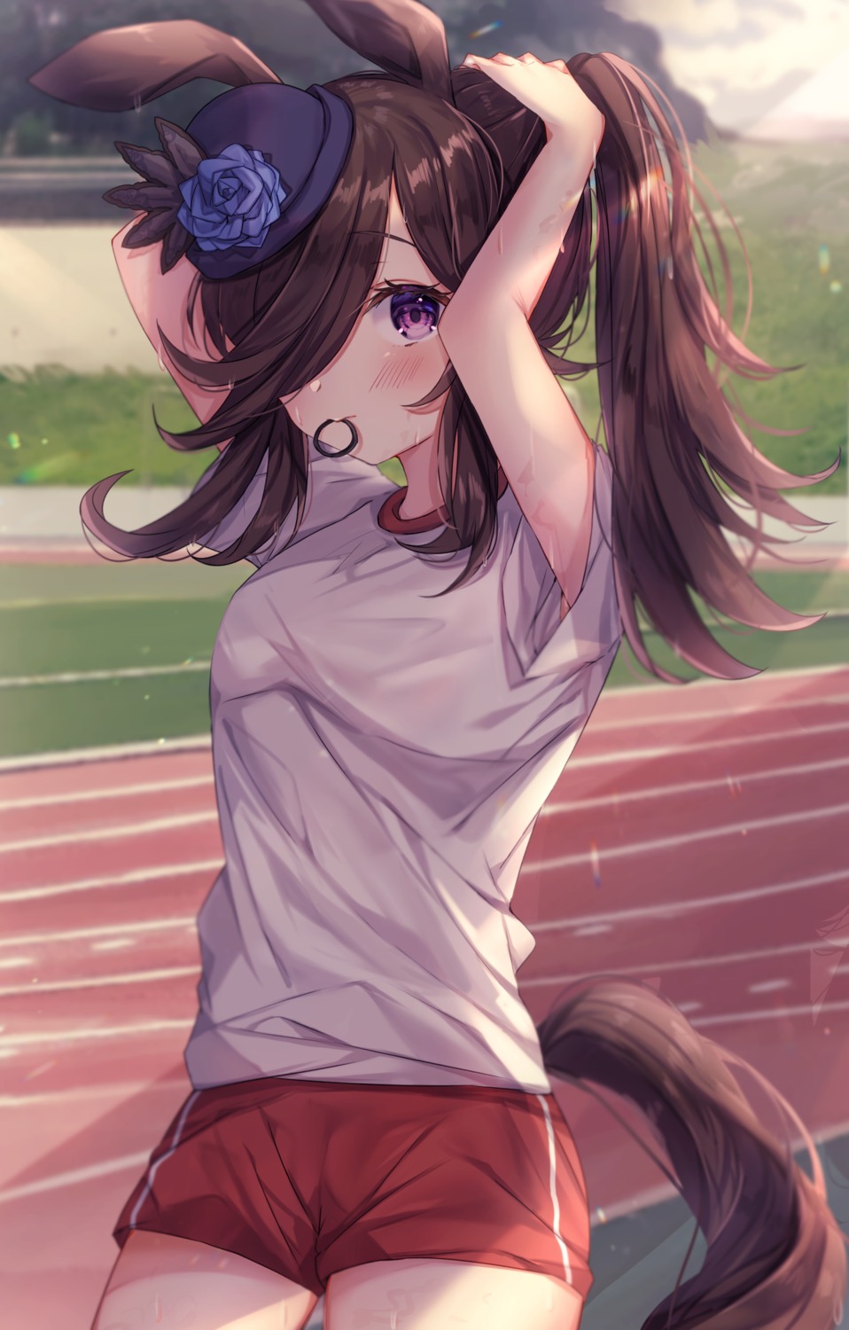 animal_ears gym_uniform rice_shower_(umamusume) sorashima tail uma_musume_pretty_derby