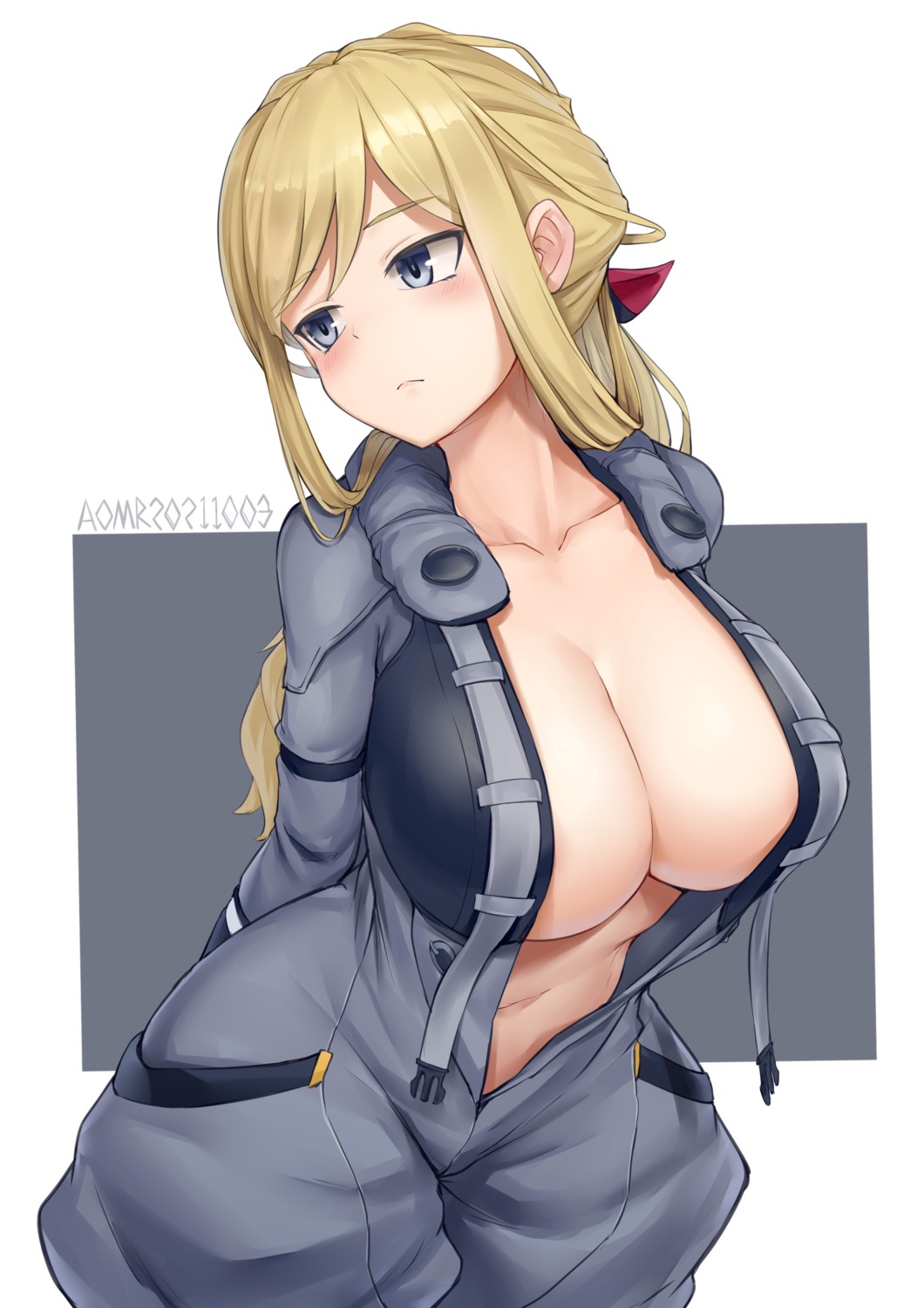 alice_gear_aegis aomoro bodysuit no_bra open_shirt rita_henschel