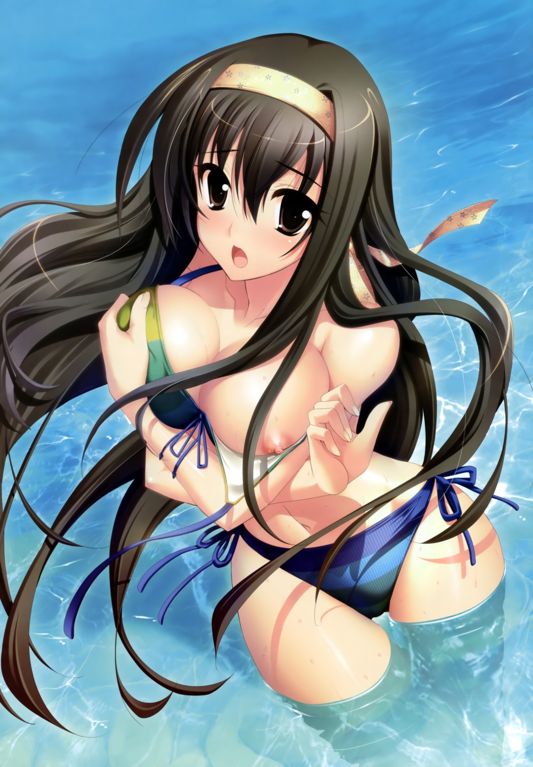 bikini breast_hold cleavage fizz kanna miwa_fuduki nipple_slip sakura_tale scanning_resolution swimsuits wardrobe_malfunction