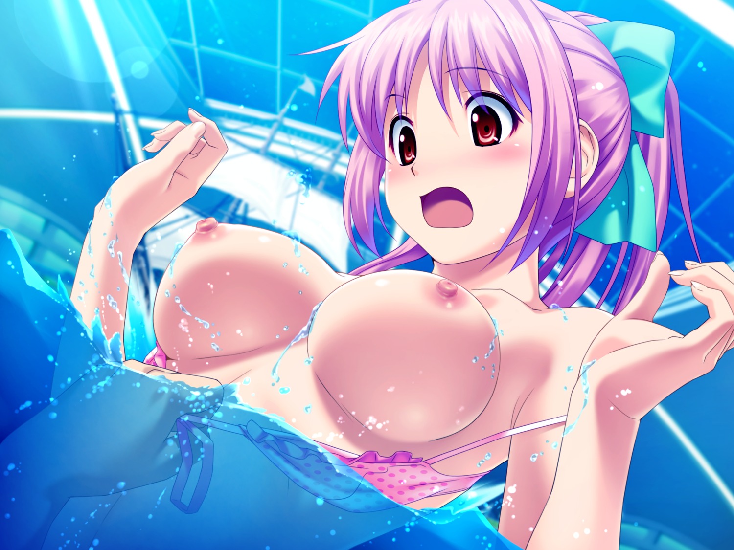 bikini breasts game_cg hinata_hanabi koutaro nipples swimsuits tropical_kiss wet