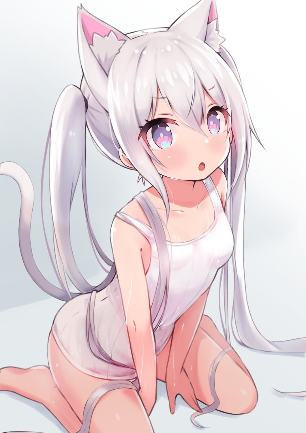 animal_ears loli nekomimi school_swimsuit siragagaga swimsuits tail