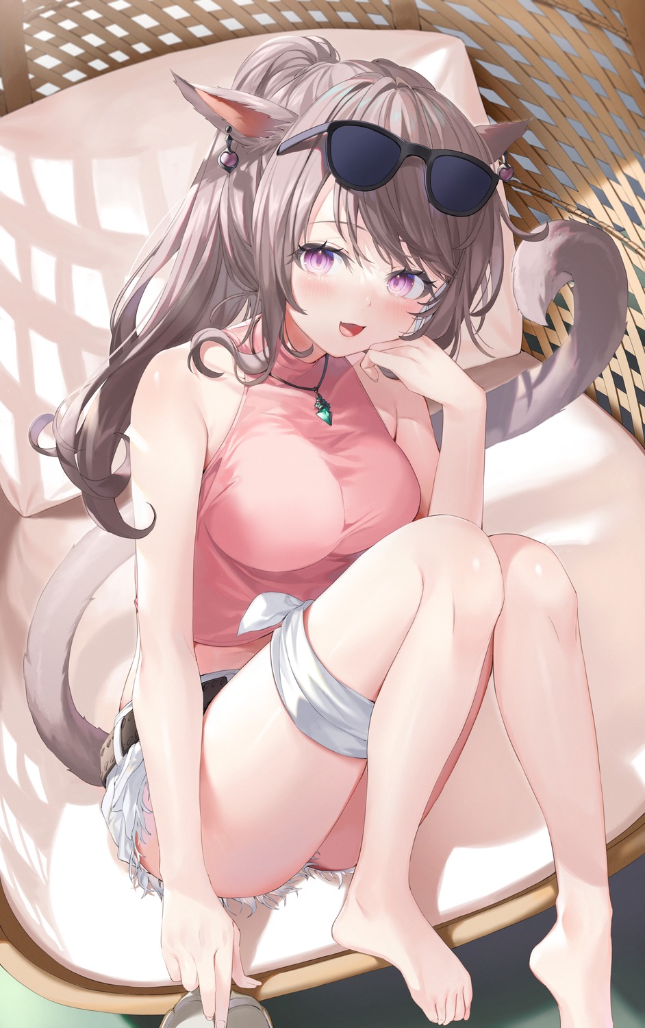 animal_ears final_fantasy final_fantasy_xiv garter megane miqo'te nekomimi tail yana_mori