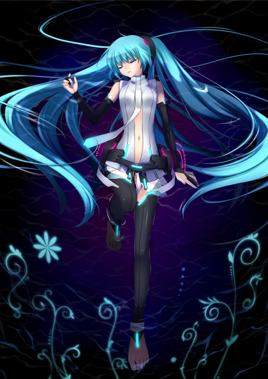 hatsune_miku miku_append nana_mikoto thighhighs vocaloid vocaloid_append