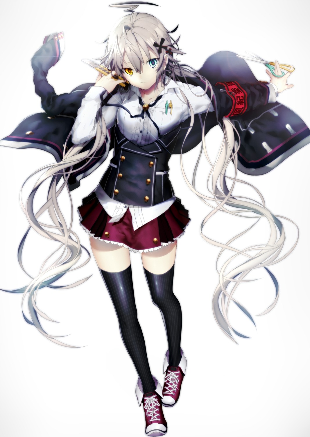 heterochromia seifuku shirotaka thighhighs