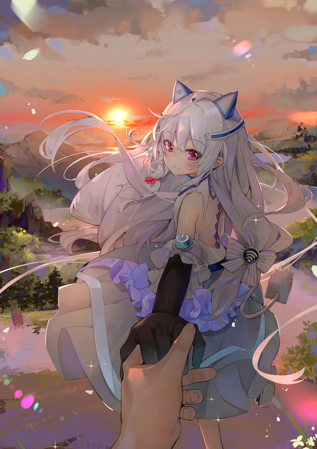 animal_ears computer_terminal_girls dema_hmw dress nekomimi no_bra