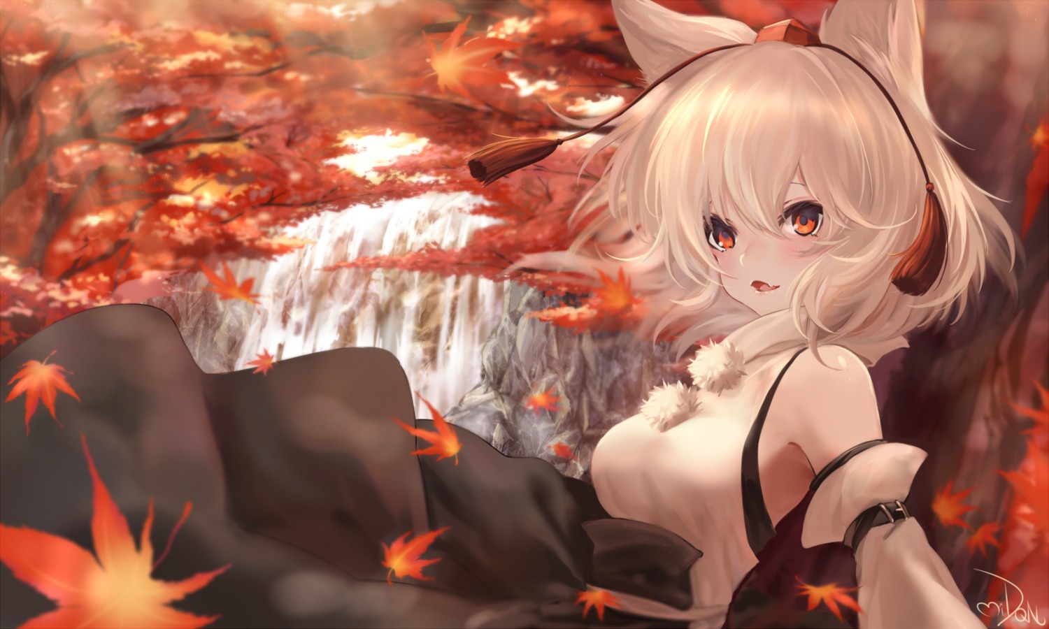 animal_ears dqn_(dqnww) inubashiri_momiji skirt_lift touhou