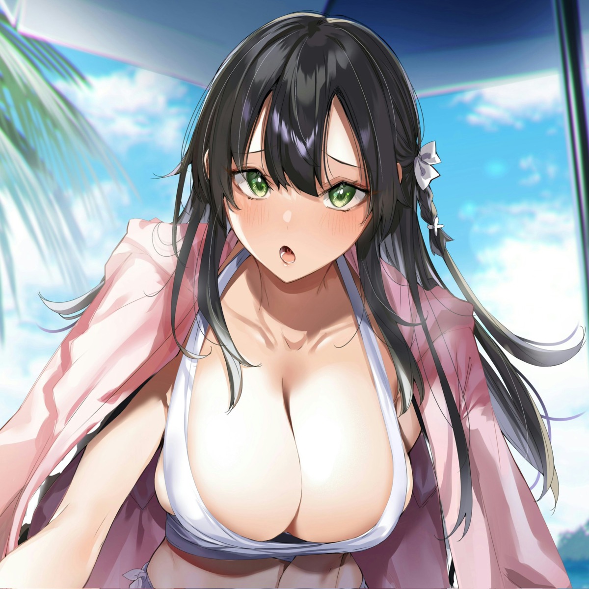 bikini cleavage hitotsuba_kaede kakao open_shirt ryoushin_no_shakkin_wo_katagawari_shite_morau_jouken_wa_nihonichi_kawaii_joshikousei_to_issho_ni_kurasu_koto_deshita. swimsuits