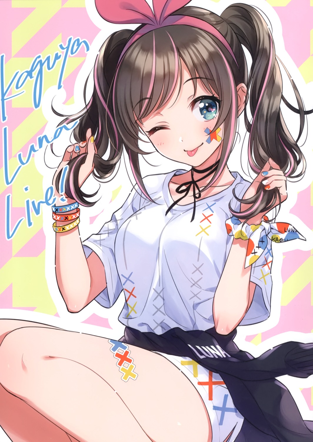 a.i._channel canvas kizuna_ai morikura_en sweater tattoo