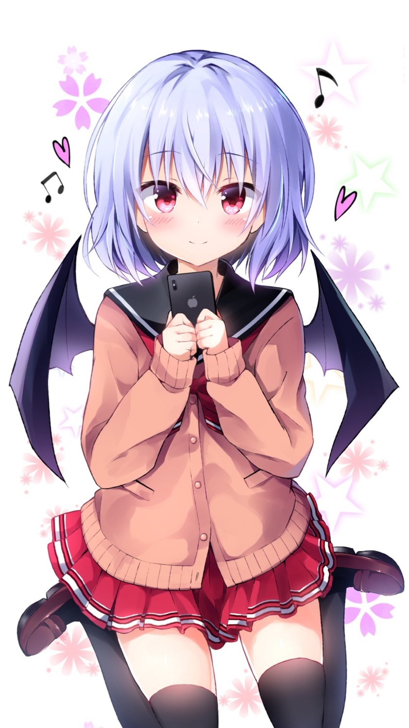 hyurasan remilia_scarlet seifuku sweater thighhighs touhou wings