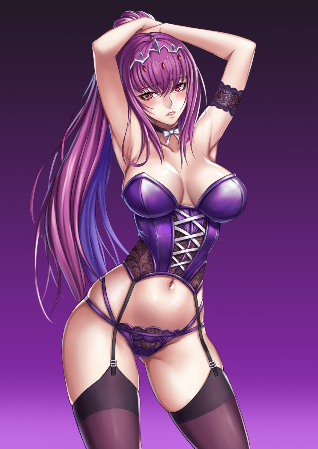 fate/grand_order lingerie pantsu scathach_(fate/grand_order) stockings thighhighs xiao_gen