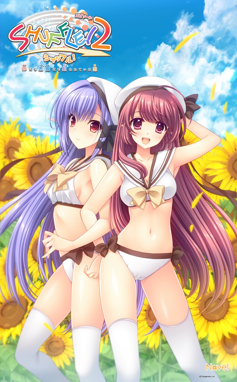 bikini cleavage lithia navel nelia nishimata_aoi pointy_ears shuffle shuffle!_episode2 suzuhira_hiro swimsuits thighhighs