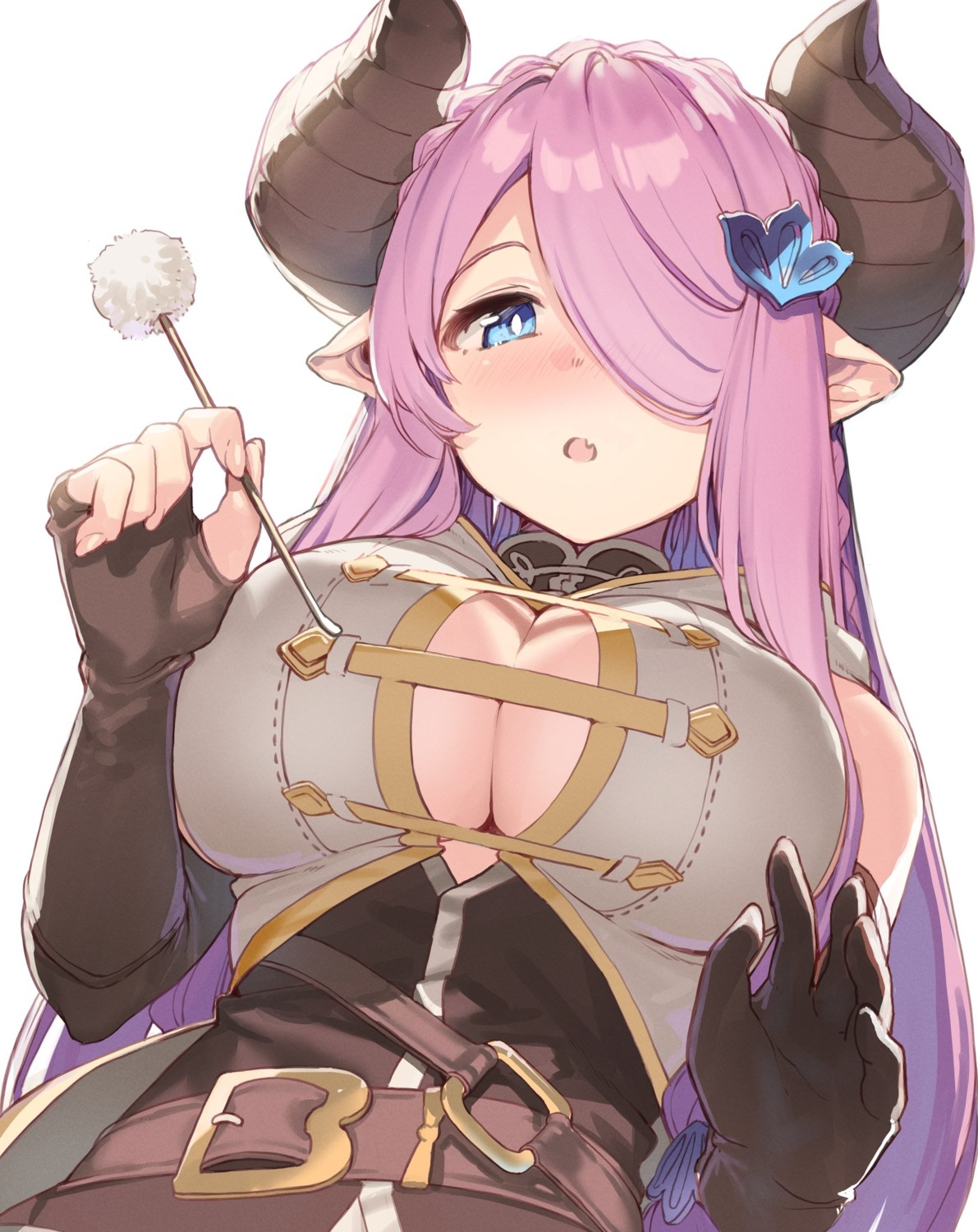 cleavage granblue_fantasy horns kanzarin narumeia_(granblue_fantasy) no_bra pointy_ears