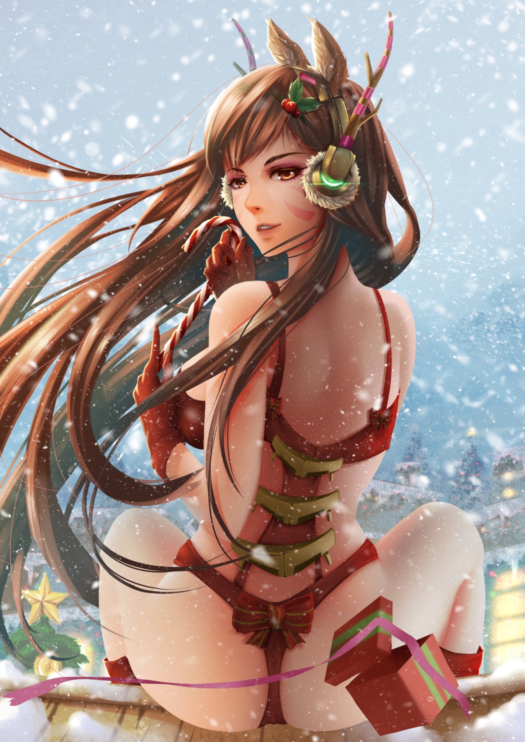 ass bearwitch bra christmas d.va headphones overwatch pantsu tattoo thong