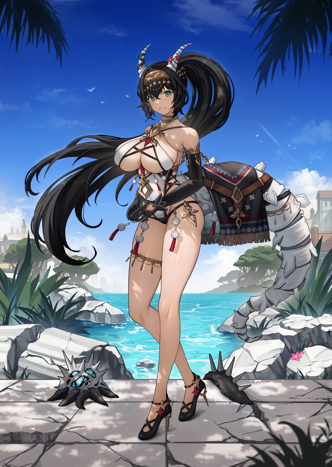 aer7o garter heels horns swimsuits tail