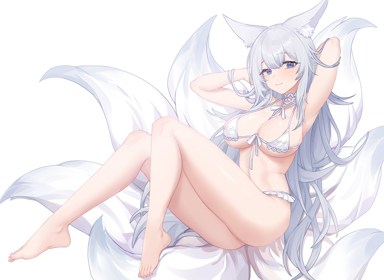 aesice animal_ears azur_lane bikini feet kitsune shinano_(azur_lane) swimsuits tail