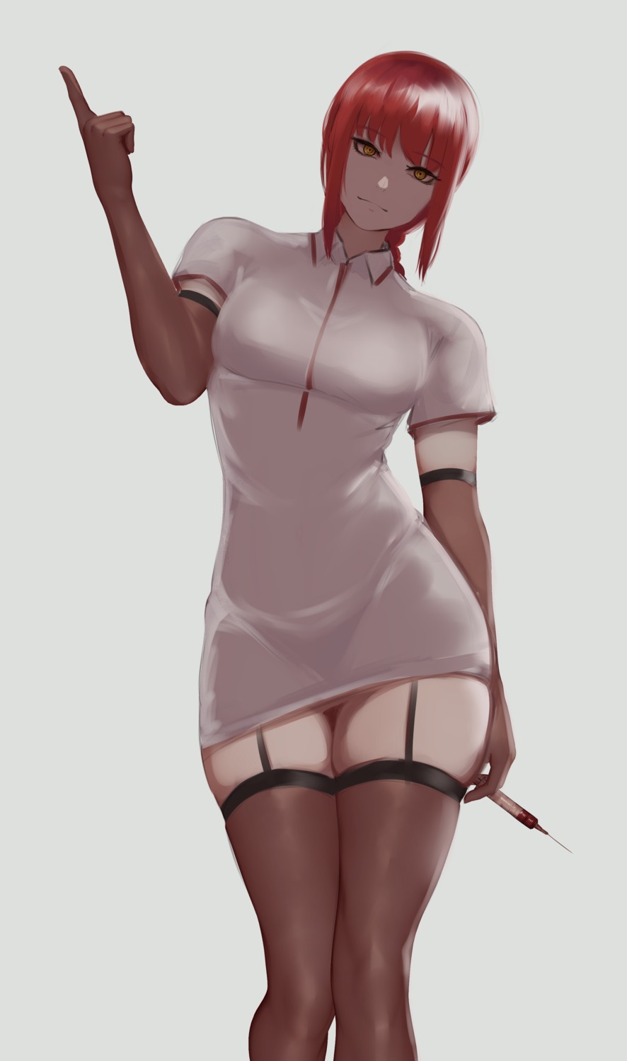 chainsaw_man makima_(chainsaw_man) nurse stockings thighhighs zaki_(zaki_btw)