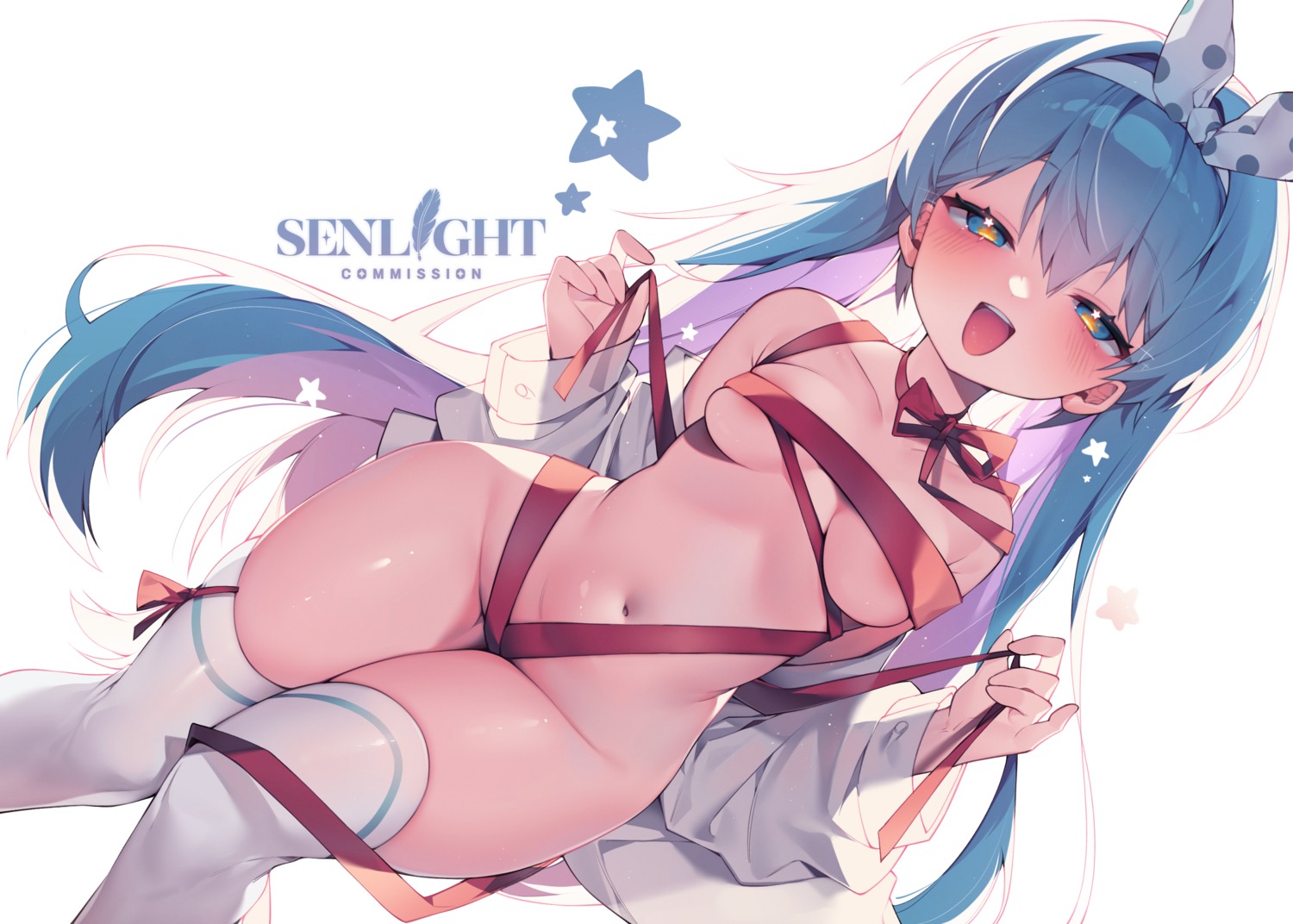 areola bandages bottomless erica_(soccer_spirits) no_bra open_shirt sen_light soccer_spirits thighhighs