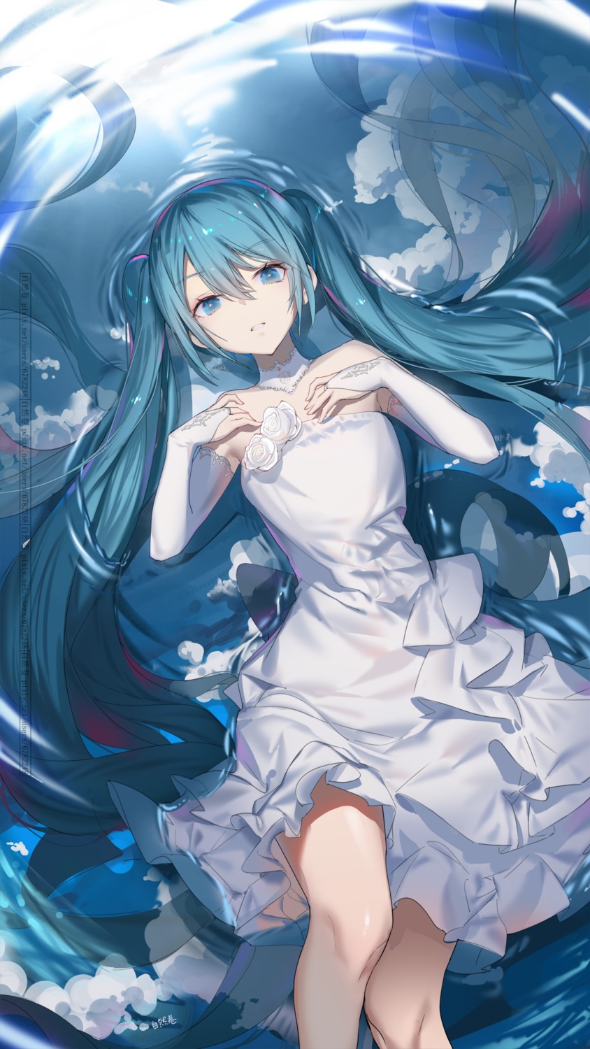 dress hatsune_miku vocaloid wet ziran_juan