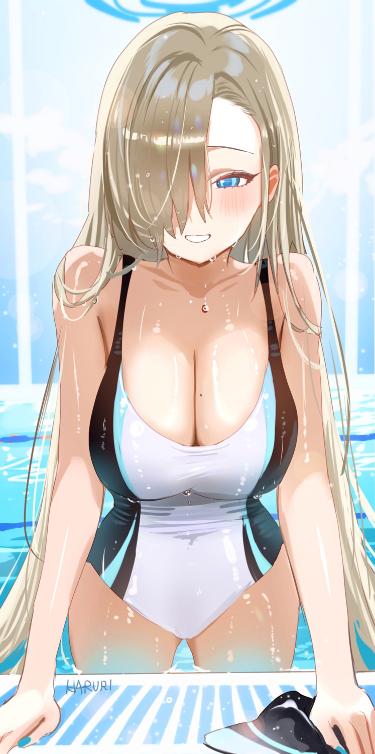 blue_archive halo haruri ichinose_asuna swimsuits wet