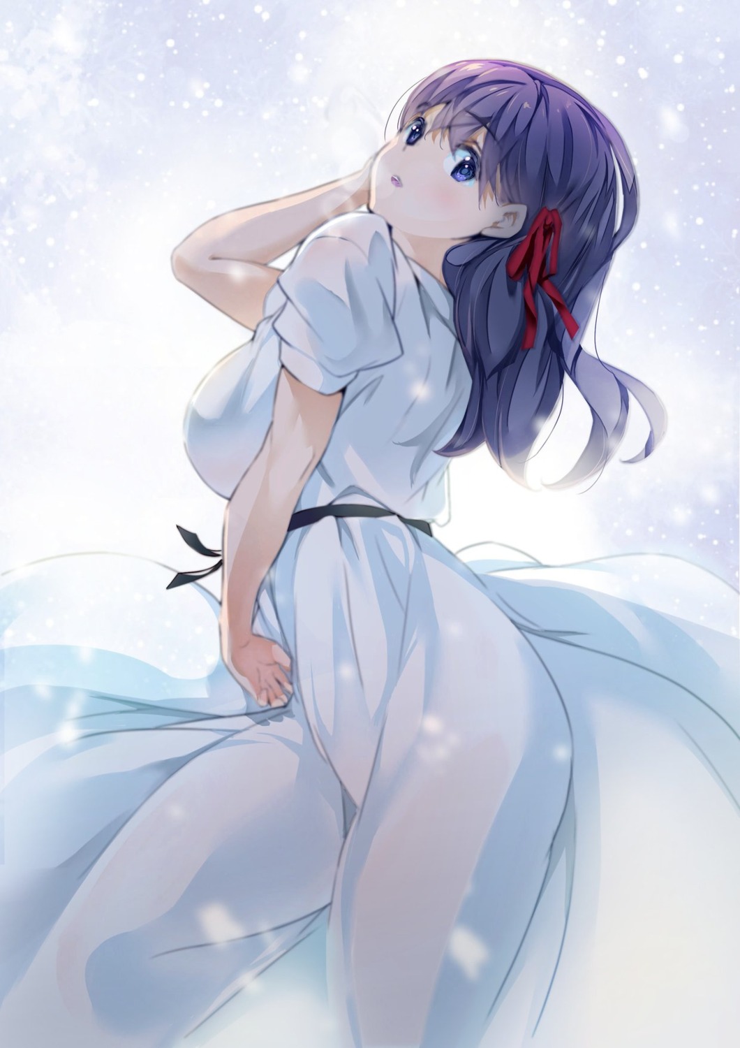 dress fate/stay_night matou_sakura no_bra nopan see_through skirt_lift tsukamori_shuuji