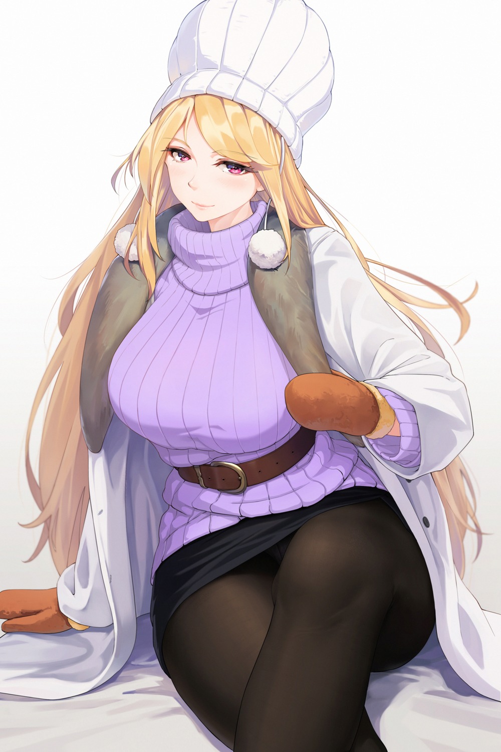 eris_(shadowverse) kyoumaz pantyhose shadowverse skirt_lift sweater