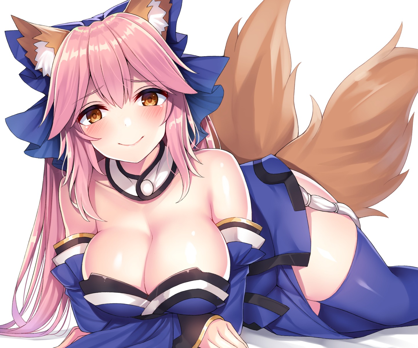 animal_ears beeyan fate/extra fate/stay_night japanese_clothes tail tamamo_no_mae thighhighs