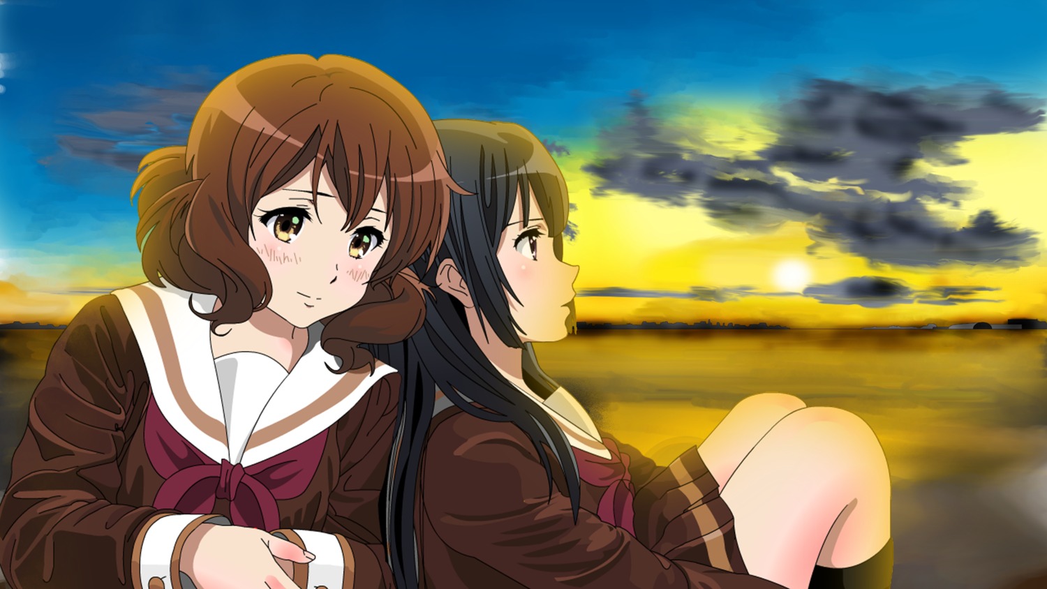 hibike!_euphonium kousaka_reina oumae_kumiko ramburu_fish seifuku wallpaper