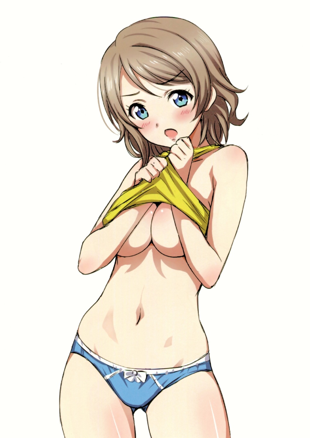 breast_hold breasts love_live!_sunshine!! no_bra pantsu sankuro shirt_lift watanabe_you