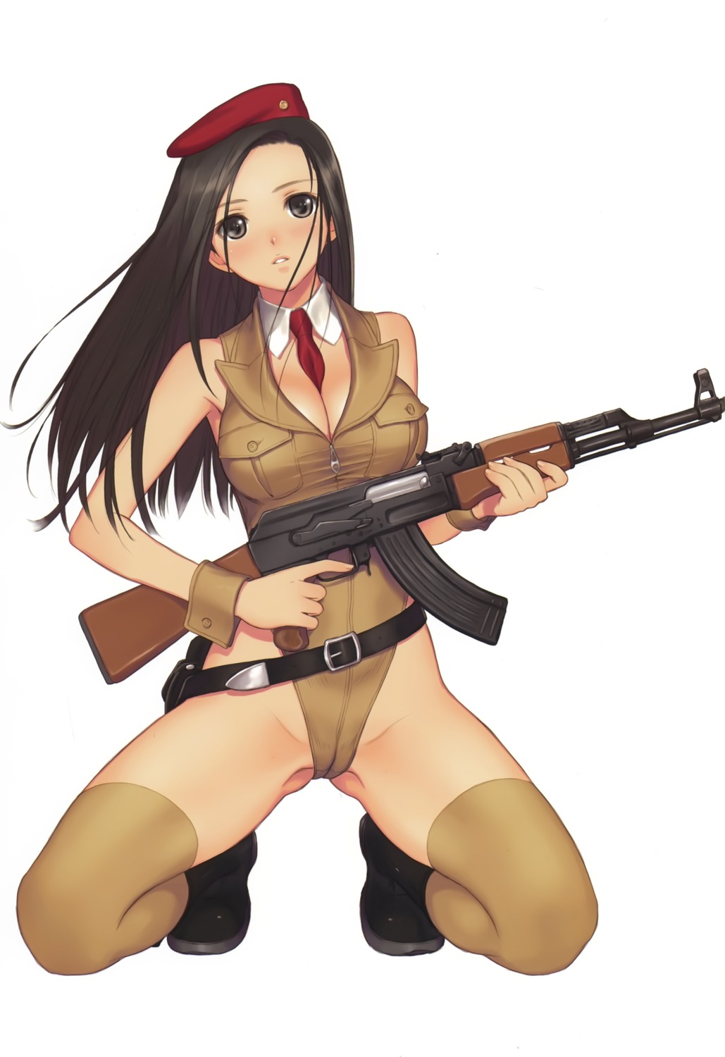 cameltoe cleavage gun t2_art_works thighhighs tony_taka uniform