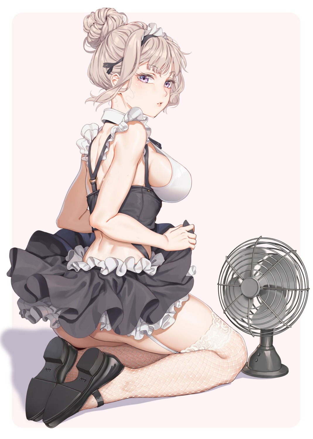 fangxiang_cuoluan fishnets maid skirt_lift stockings thighhighs