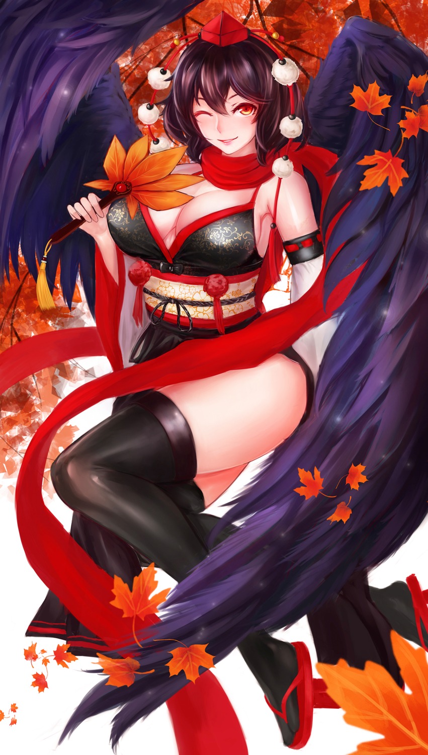 cleavage shameimaru_aya thighhighs touhou wings ytoy