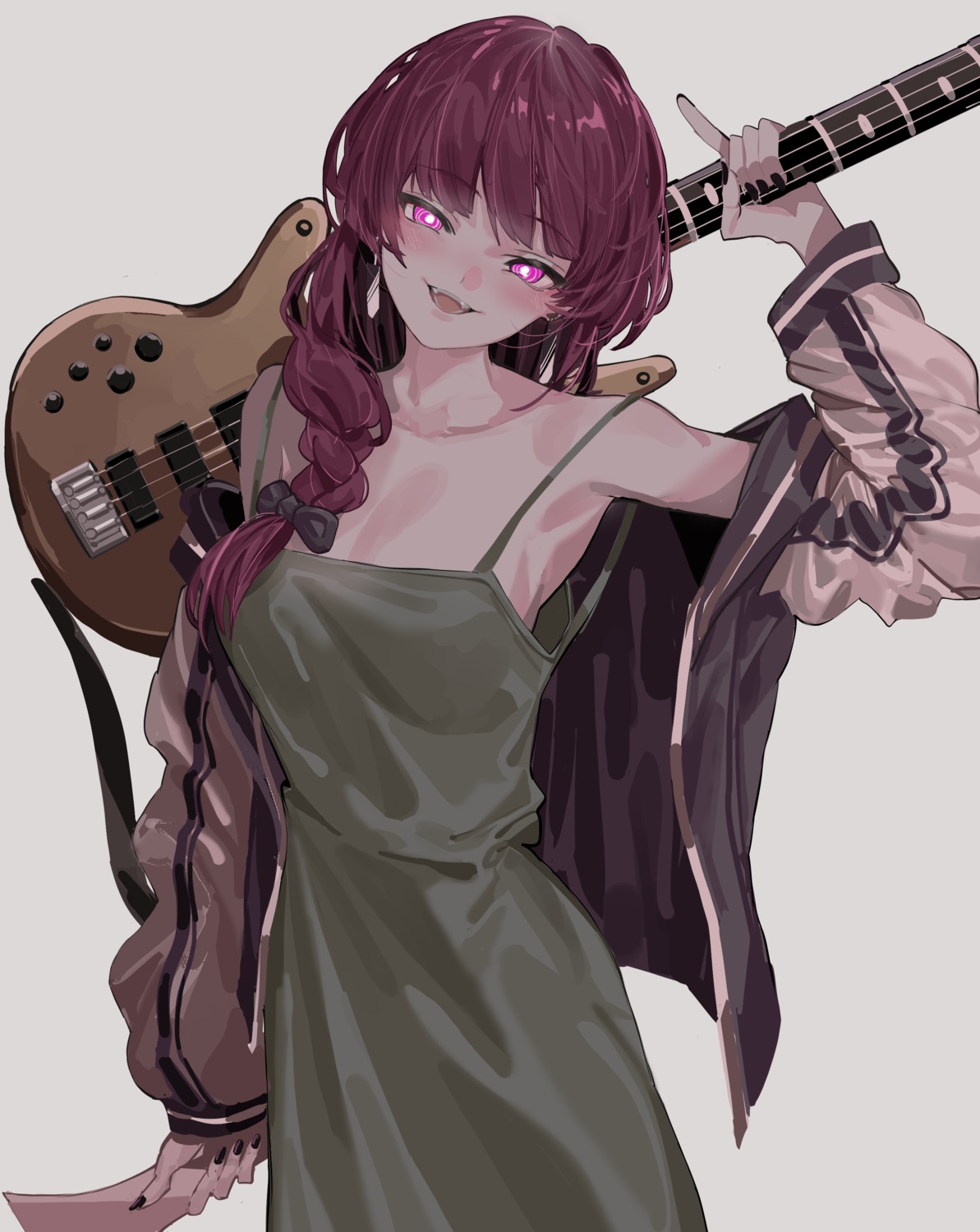 bocchi_the_rock! dress guitar hiroi_kikuri kazukingu no_bra summer_dress