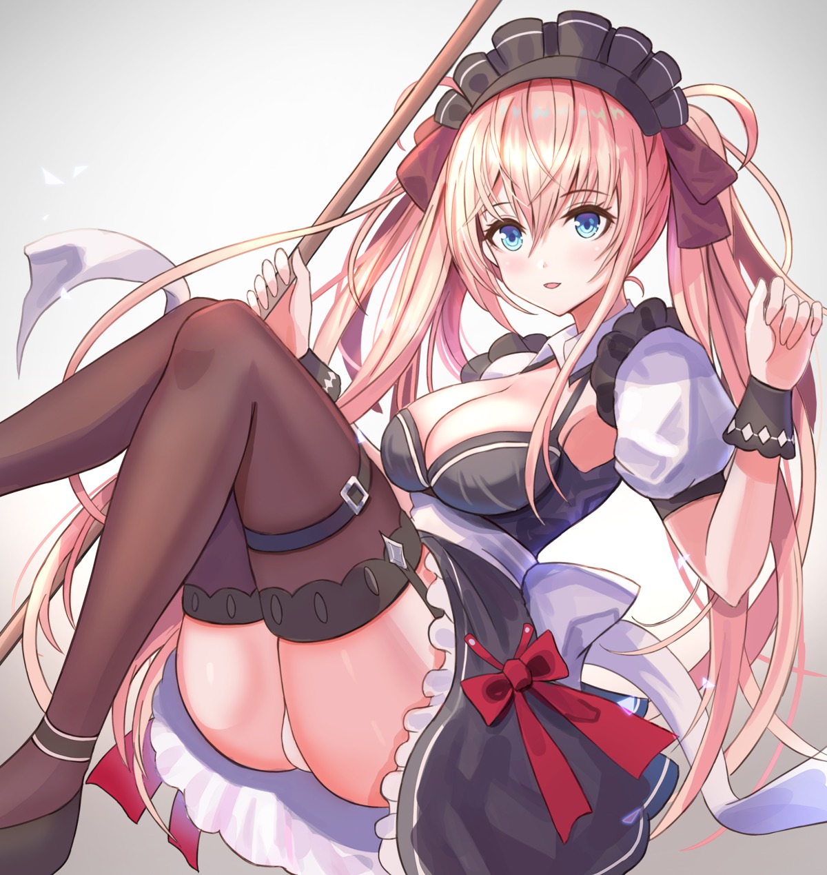 garter maid pantsu rothy_(user_cezn8425) skirt_lift stockings thighhighs