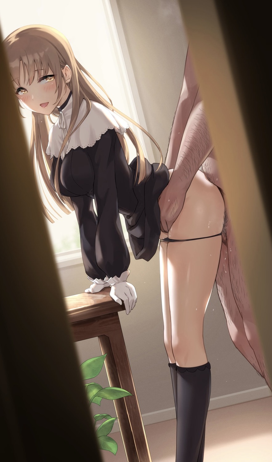 inukai_mofu nijisanji nijisanji_seeds nun pantsu panty_pull sex sister_cleaire skirt_lift