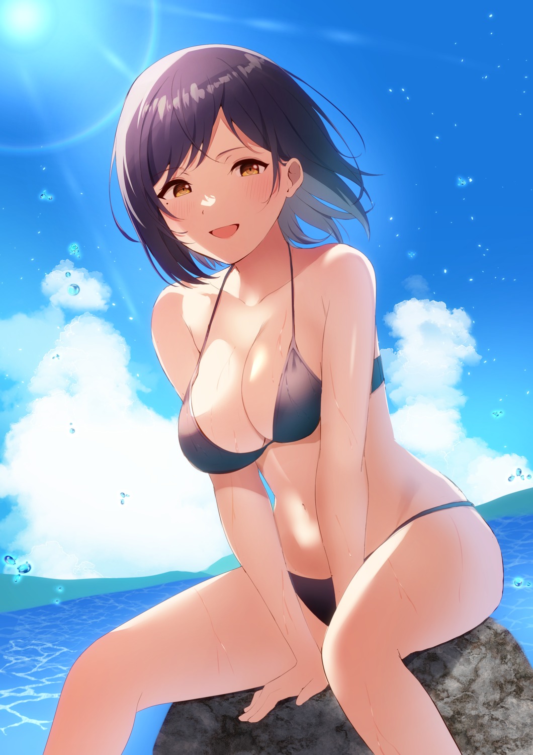 artist_revision bikini maimaiko nijisanji shizuka_rin swimsuits wet