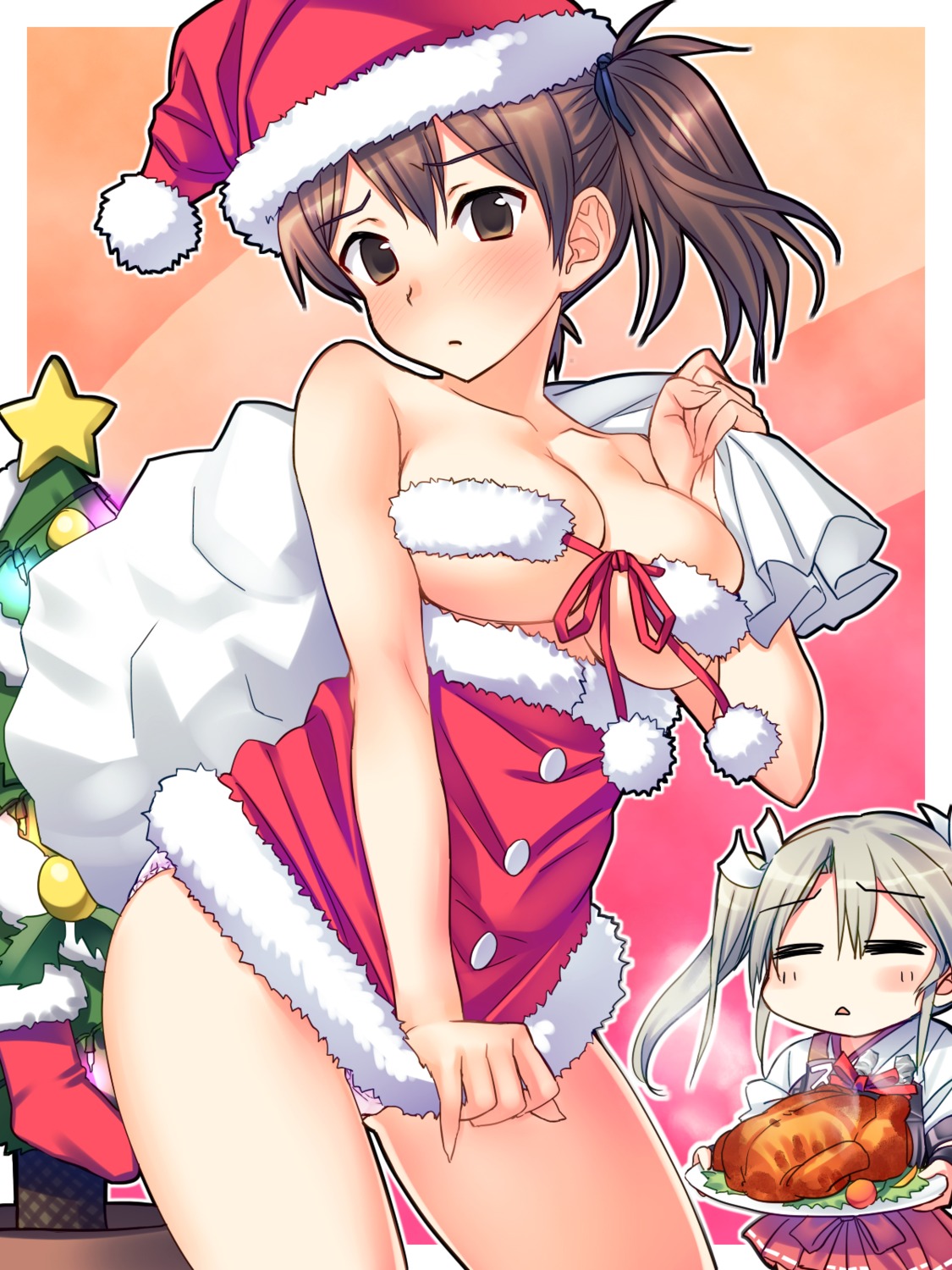 christmas cleavage kaga_(kancolle) kantai_collection pantsu yuuki_keisuke